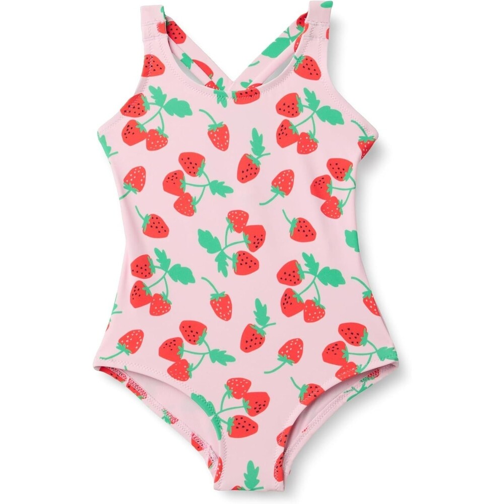 Amazon Essentials Girls Toddlers 1-Piece Swimsuit 3T Cross-Back Red Strawberries